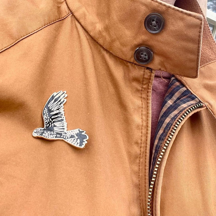 Bridget Farmer - Enamelled Lapel Pin - Red-tailed Black Cockatoo in Flight