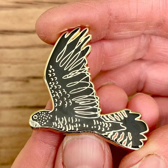 Bridget Farmer - Enamelled Lapel Pin - Red-tailed Black Cockatoo in Flight