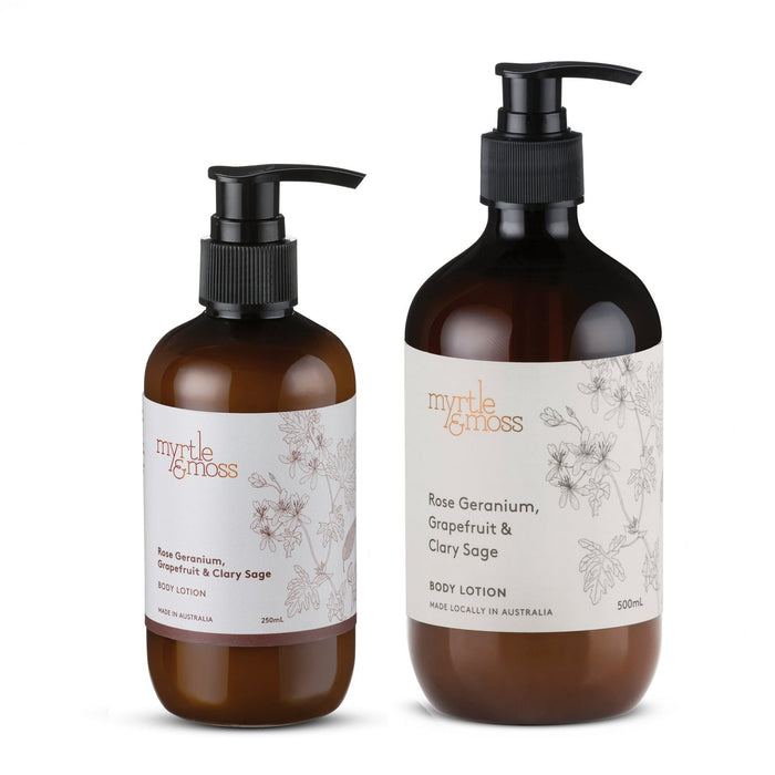 Myrtle & Moss - Body Lotion - Rose Geranium, Grapefruit & Clary Sage