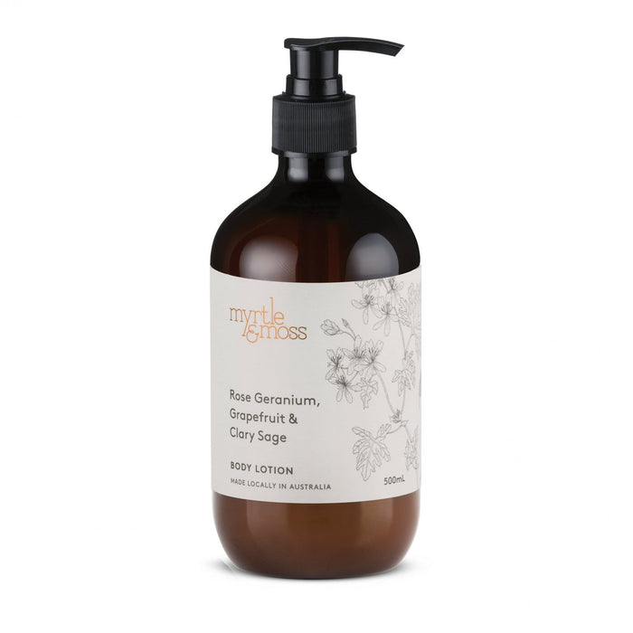 Myrtle & Moss - Body Lotion - Rose Geranium, Grapefruit & Clary Sage