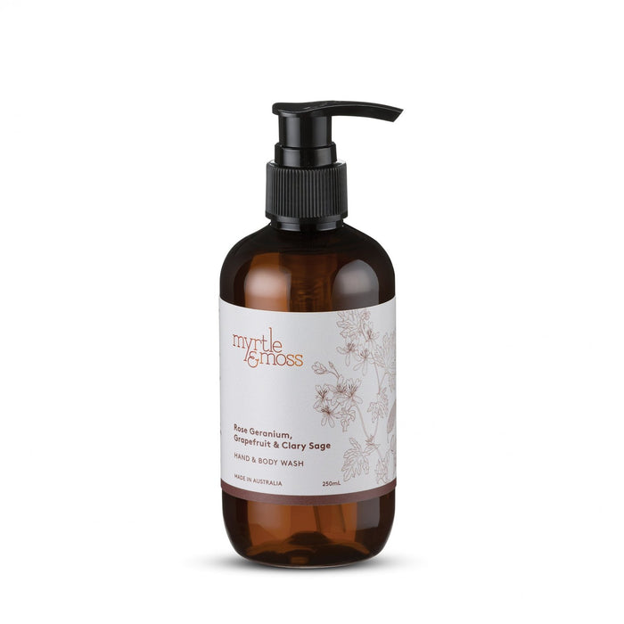 Myrtle & Moss - Hand & Body Wash - Rose Geranium, Grapefruit & Clary Sage