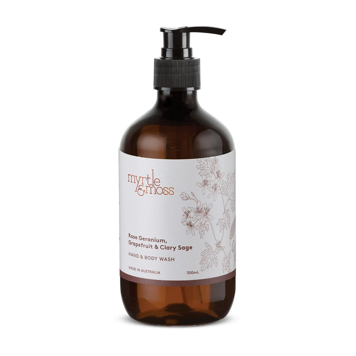 Myrtle & Moss - Hand & Body Wash - Rose Geranium, Grapefruit & Clary Sage