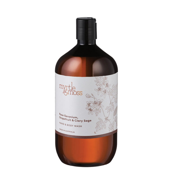 Myrtle & Moss - Hand & Body Wash - Rose Geranium, Grapefruit & Clary Sage