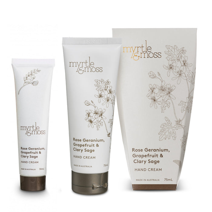 Myrtle & Moss - Hand Cream - Rose Geranium, Grapefruit & Clary Sage