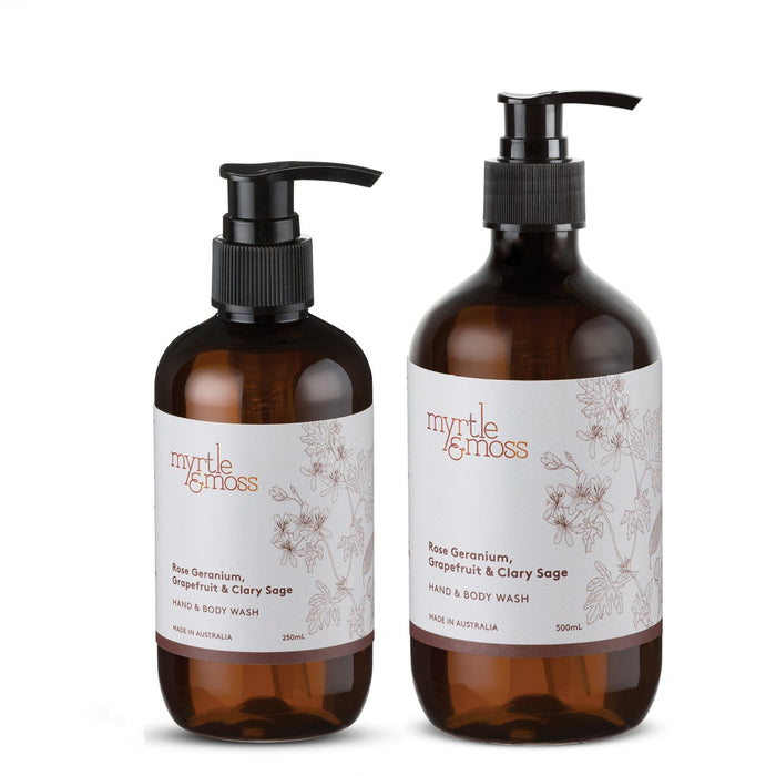 Myrtle & Moss - Hand & Body Wash - Rose Geranium, Grapefruit & Clary Sage