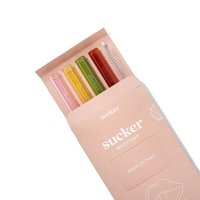 Sucker - Glass Smoothie Straws - Set of 4 - Multicoloured