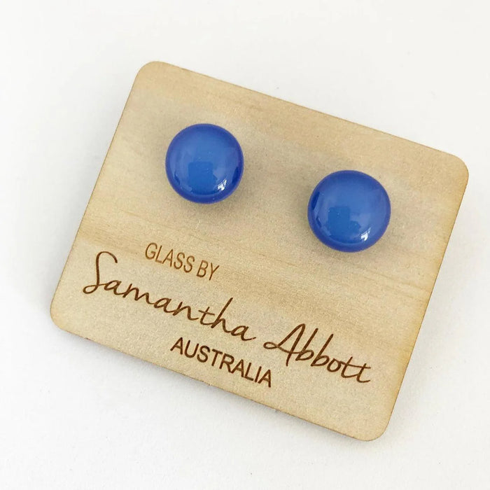 Samantha Abbott - Glass Stud Earrings - Blue