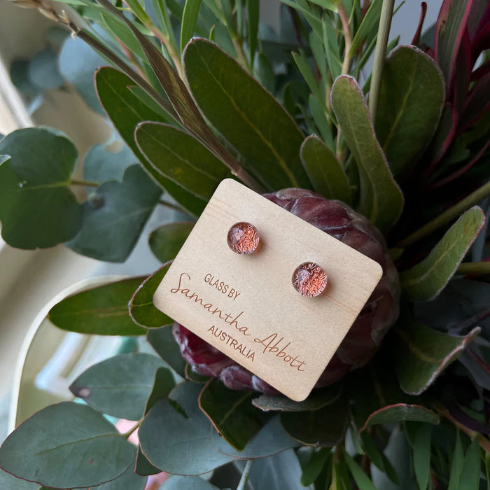 Samantha Abbott - Glass Stud Earrings - Pink Crystal Peach
