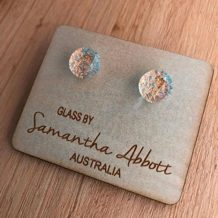 Samantha Abbott - Glass Stud Earrings - Light Red Sparkle