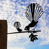 Metalbird - Garden Art - Fantail with Baby