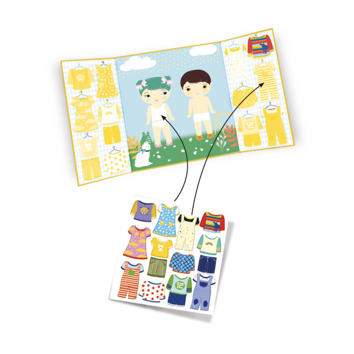 Djeco - Restickable Stickers Set - Clothes