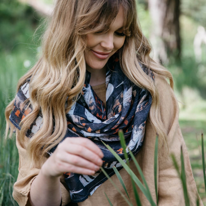 The Spotted Quoll Studio - Square Scarf - Kookaburra Feathers