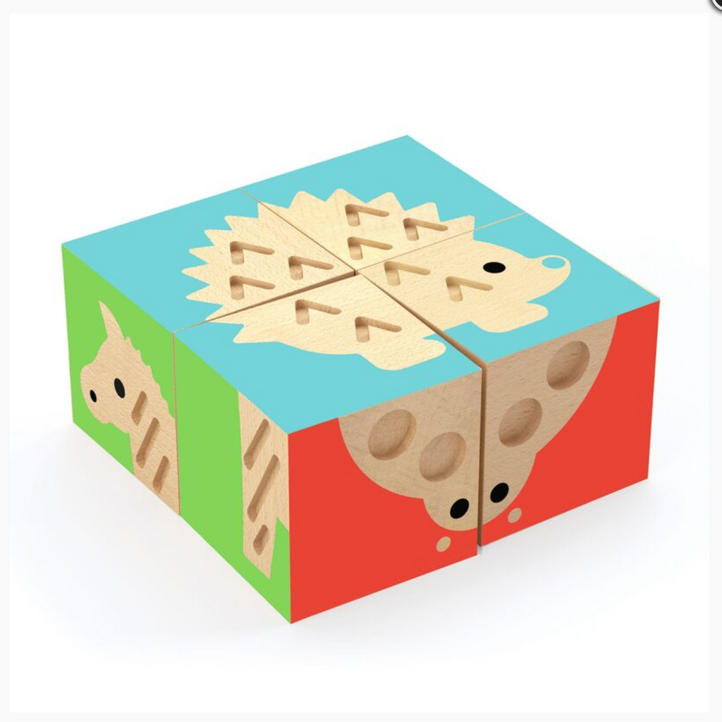 Djeco - Touch Basic - Wooden Cube Puzzle