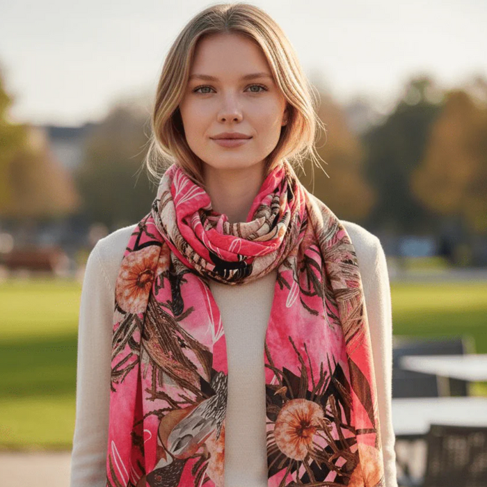 The Spotted Quoll Studio - Square Scarf - Pink Summer Bouquet