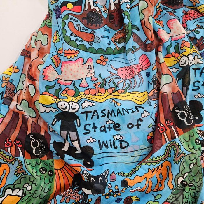 The Spotted Quoll Studio - Square Scarf - Tasmania State of Wild