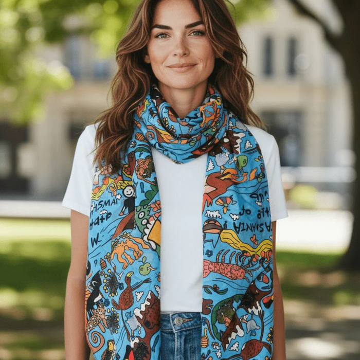 The Spotted Quoll Studio - Square Scarf - Tasmania State of Wild
