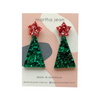 Martha Jean - Christmas Tree Earrings - Pink & Green Glitter
