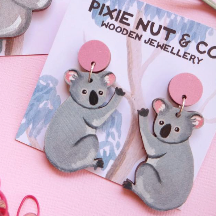 Pixie Nut & Co - Wooden Earrings - Koalas