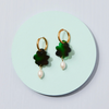 Martha Jean - Cloud & Pearl Earrings - Tortoise Green