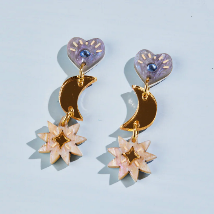 Martha Jean - Mia Earrings - Gold / Grey