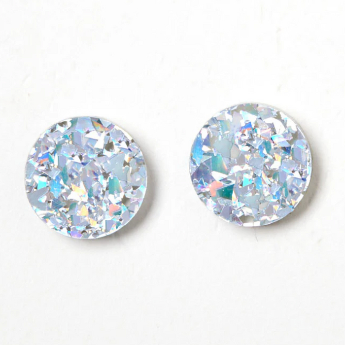 Martha Jean - Mini Circle Studs - Iridescent Silver