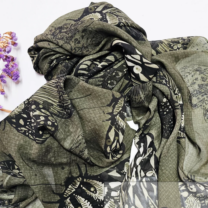 The Spotted Quoll Studio - Square Scarf - Moss Moth