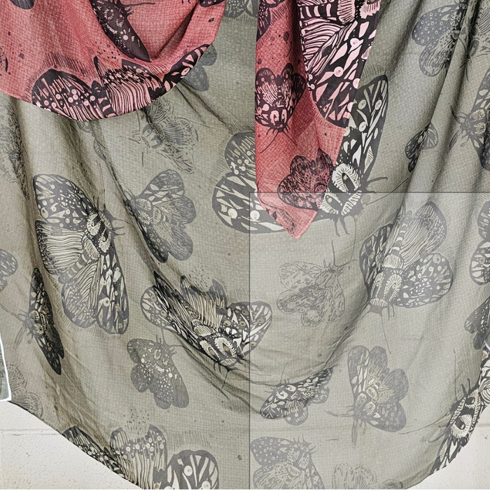 The Spotted Quoll Studio - Square Scarf - Moss Moth