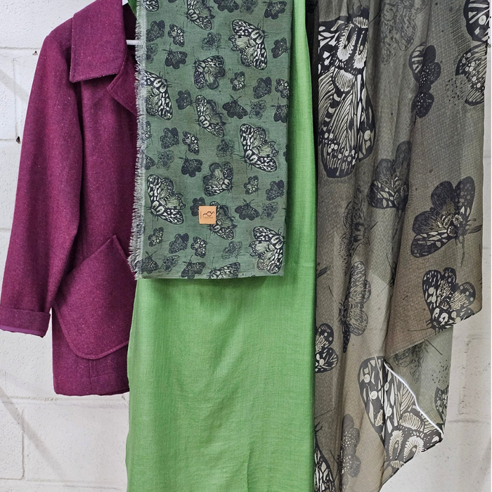 The Spotted Quoll Studio - Square Scarf - Moss Moth