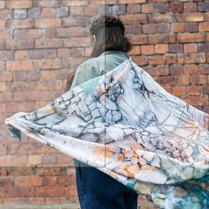The Spotted Quoll Studio - Square Scarf - Aerial Bay of Fires