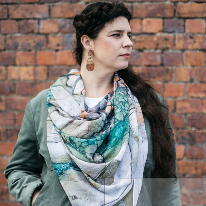 The Spotted Quoll Studio - Square Scarf - Aerial Bay of Fires