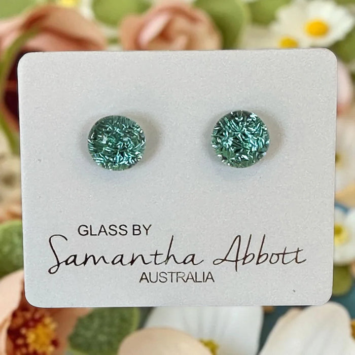 Samantha Abbott - Glass Stud Earrings - Sea Green