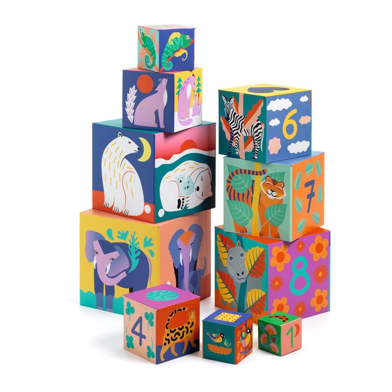 Djeco - Stacking & Nesting Blocks - Wild Animals — Blackbird & Fox