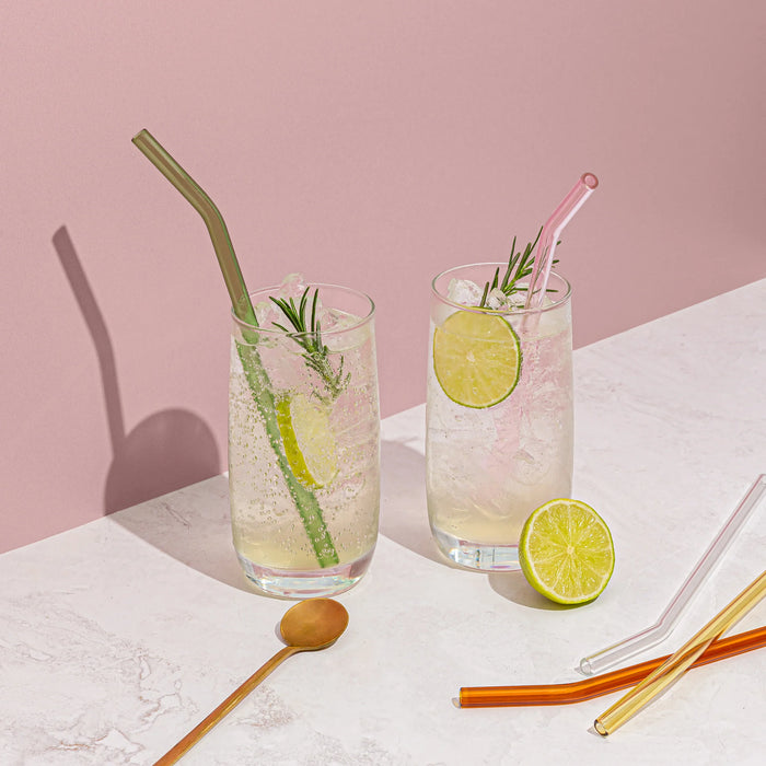 Sucker - Glass Drinking Straws - Set of 6 - Multicoloured