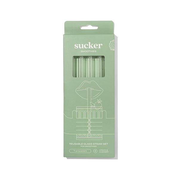 Sucker - Glass Smoothie Straws - Set of 4 - Clear