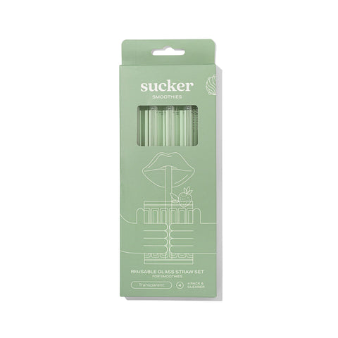 Sucker - Glass Smoothie Straws - Set of 4 - Clear