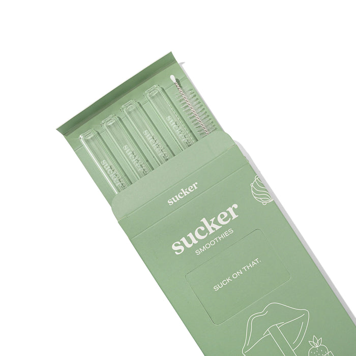 Sucker - Glass Smoothie Straws - Set of 4 - Clear