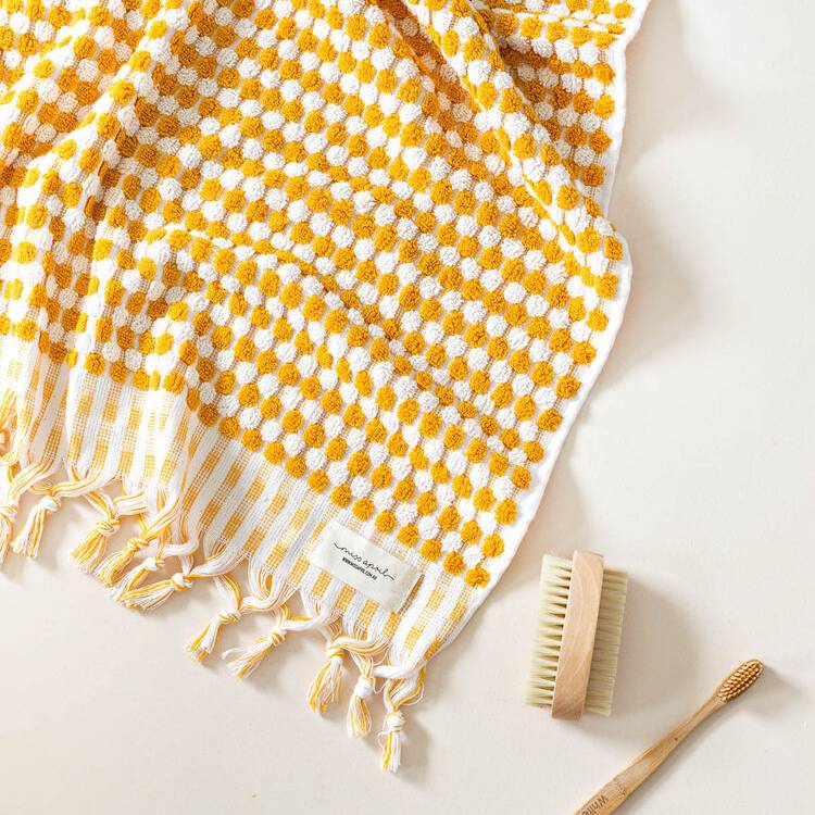 Miss April - Turkish Pom Pom Hand Towel - Sunshine