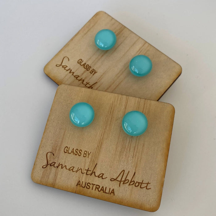 Samantha Abbott - Glass Stud Earrings - Teal