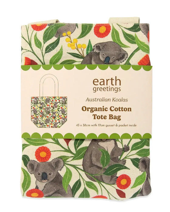 Earth Greetings - Organic Cotton Tote Bag - Australian Koalas