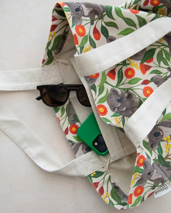 Earth Greetings - Organic Cotton Tote Bag - Australian Koalas