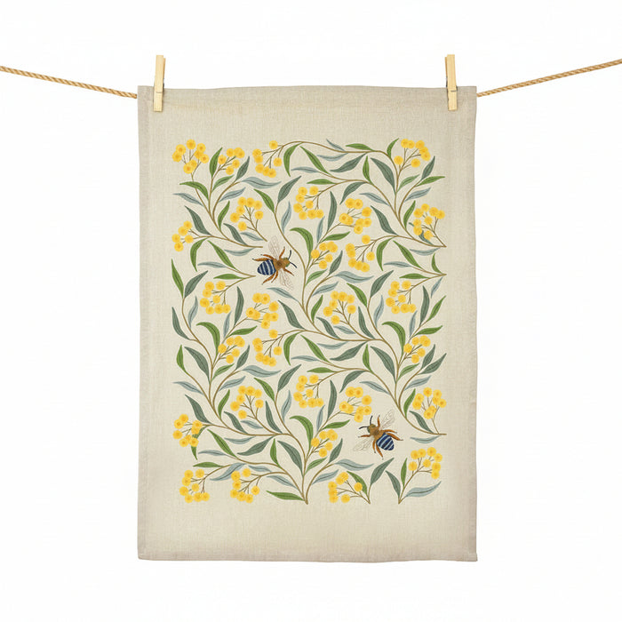 Earth Greetings - Tea Towel - Wattle & Bee