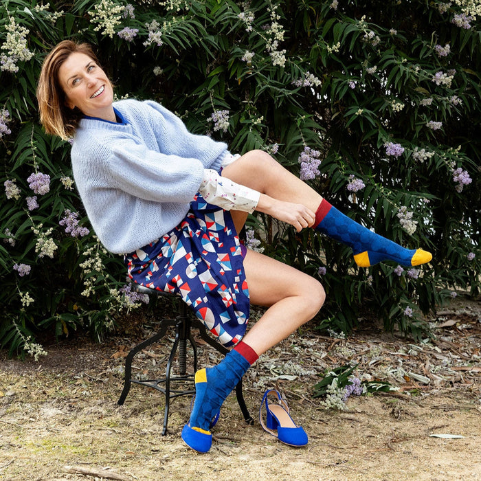 Tightology - Odeon - Cotton Socks - Blue