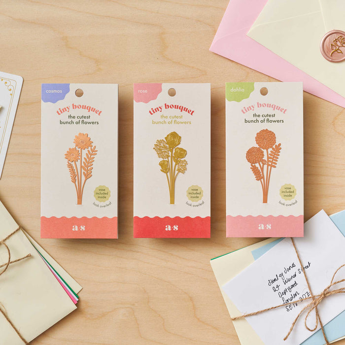 Another Studio - Cosmos Tiny Bouqeut - Thoughtful  Letterbox Gift - Rose gold