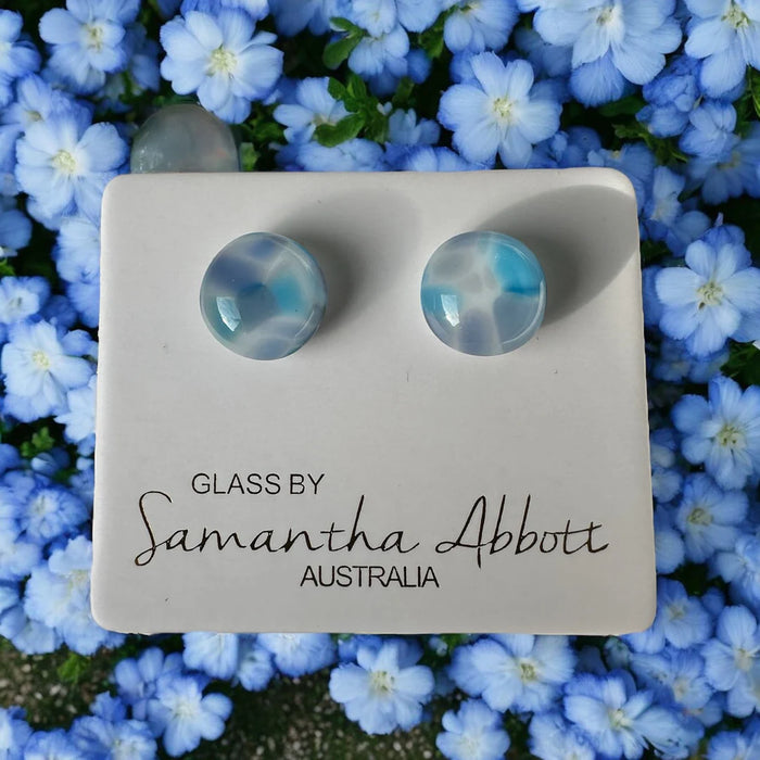 Samantha Abbott - Glass Stud Earrings - Earthy Blue