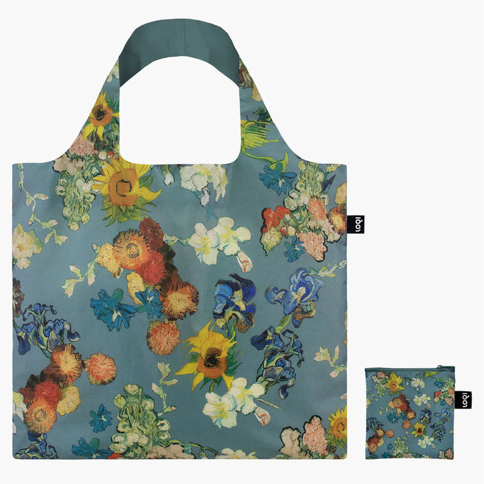 LOQI - Recycled Shopping Bag - Vincent Van Gogh - Flower Pattern Blue