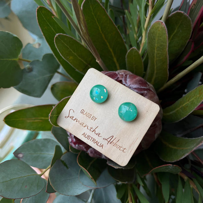 Samantha Abbott - Glass Stud Earrings - Vibrant Green