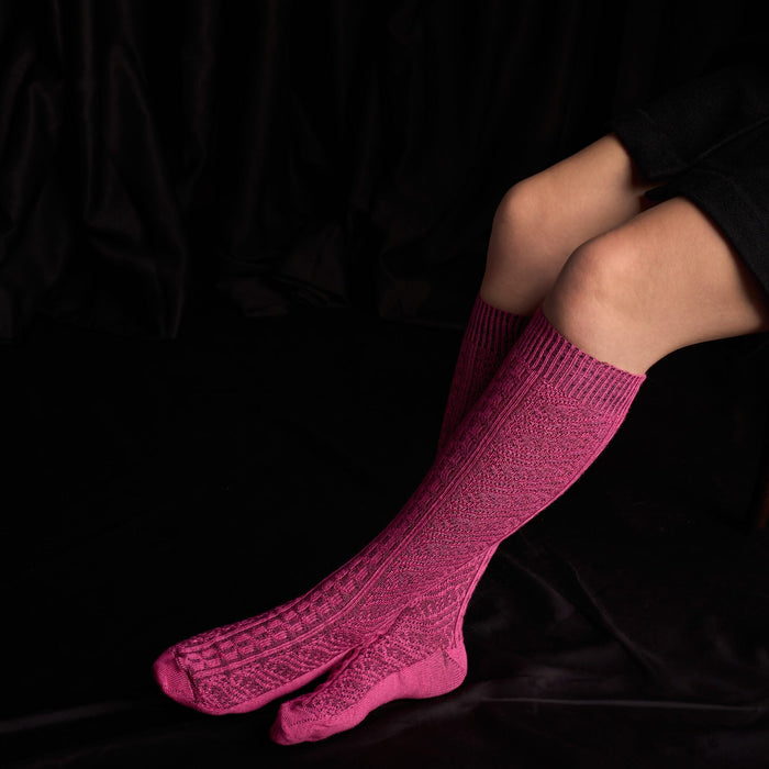 Tightology - Vintage -Long Merino Wool Socks - Fuchsia