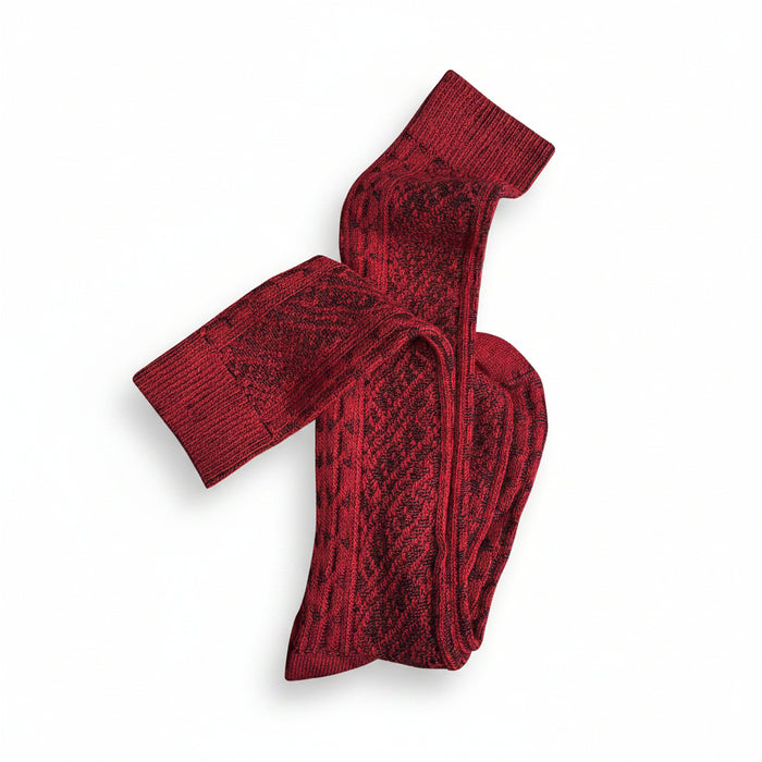 Tightology - Vintage -Long Merino Wool Socks - Red