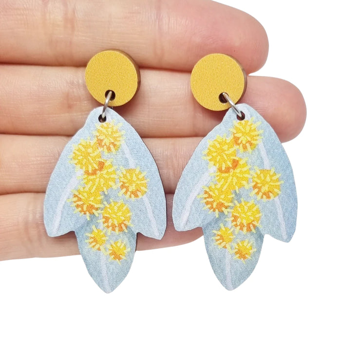 Pixie Nut & Co - Wooden Earrings - Silver Wattle