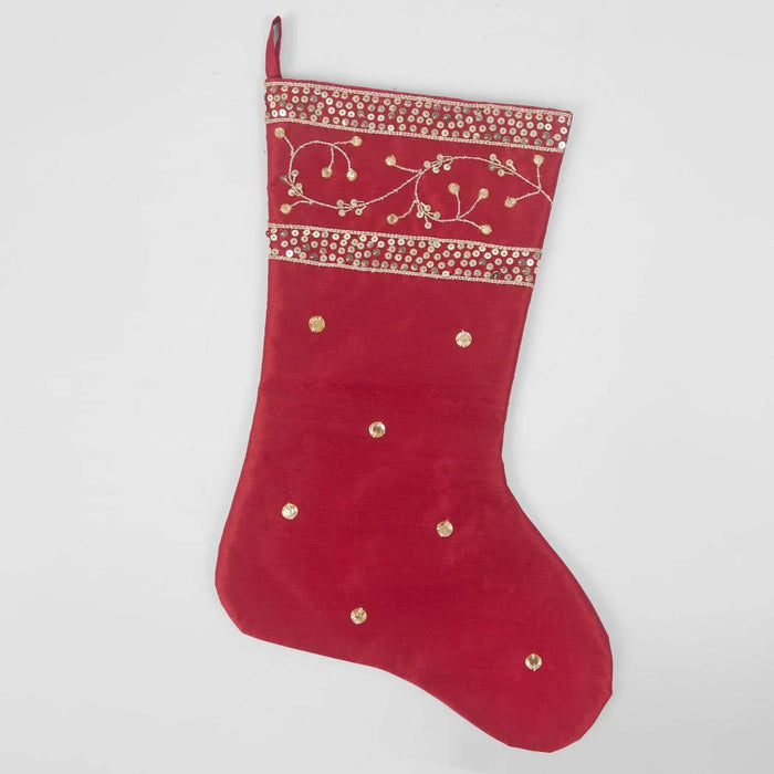 Velvet & Vixen - Silk Meander Christmas Stocking - Red